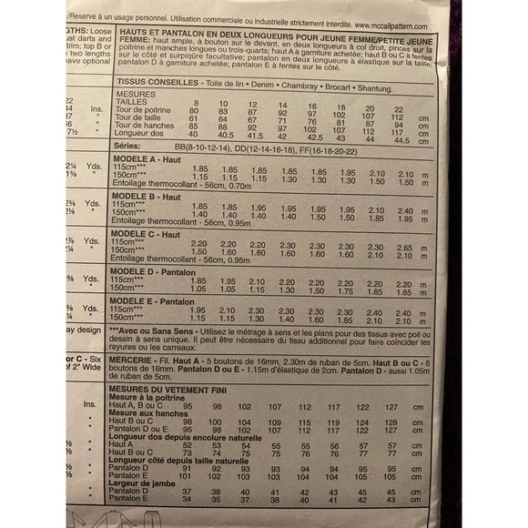 McCalls Sewing pattern4012 top pants in 2 lengths sewing pattern - Picture 5 of 6